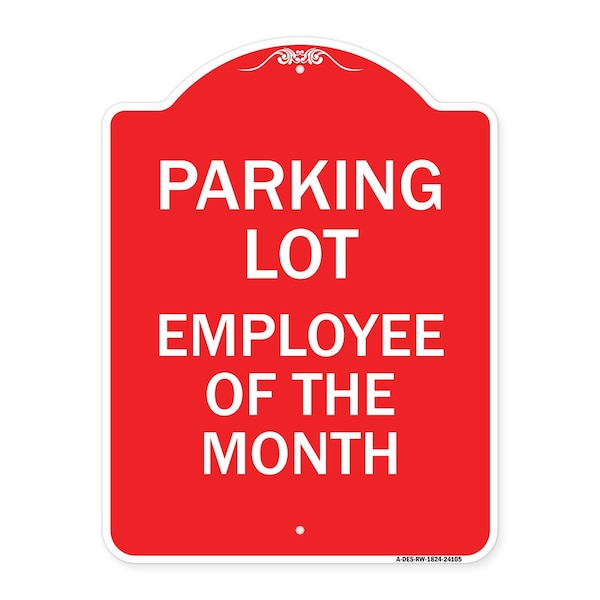 Designer Series Sign-Employee of Month, Red & White Aluminum Sign, 18" x 24", RW-1824-24105